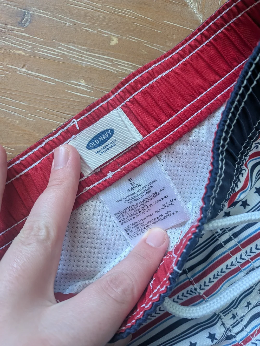 Old Navy 3T+ Red, Navy & White Striped Swimming Trunks